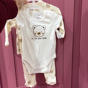 White Baby Onesie with Bear Design
